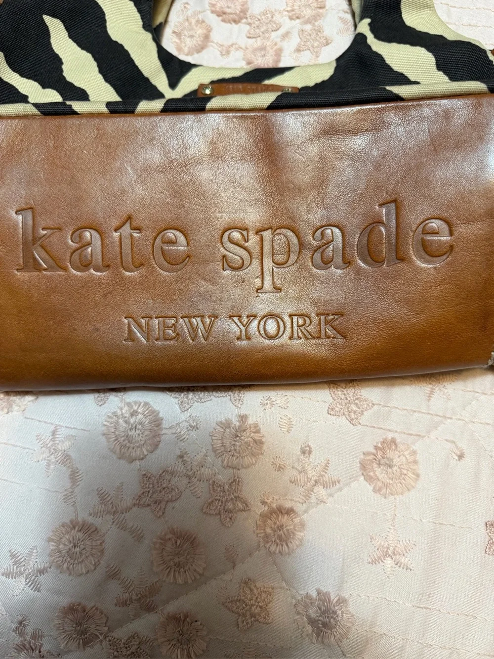 Vintage Kate Spade Zebra Print Canvas Shoulder Bag Hobo - Y2K Green Polka Dot